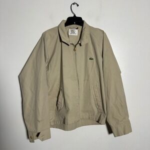 IZOD Lacoste Jacket Khaki Lightweight XL Mens Full Zip Golf Tennis Casual